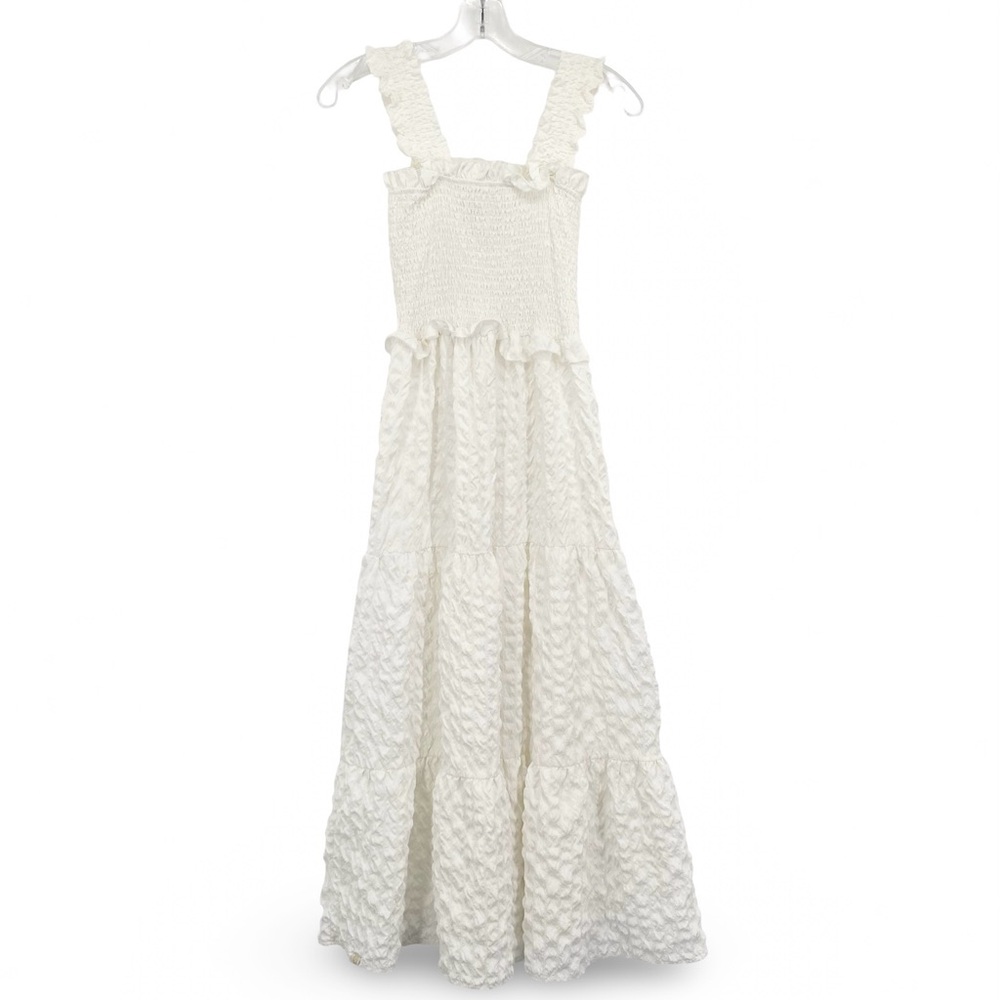 Simply Southern White Textured Tiered Ruffle Maxi Dress Size Medium - Picture 2 of 12
